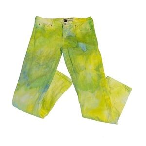 Ice Dye Jeans Size 0 R Green Tie Dye Gap Girlfriend